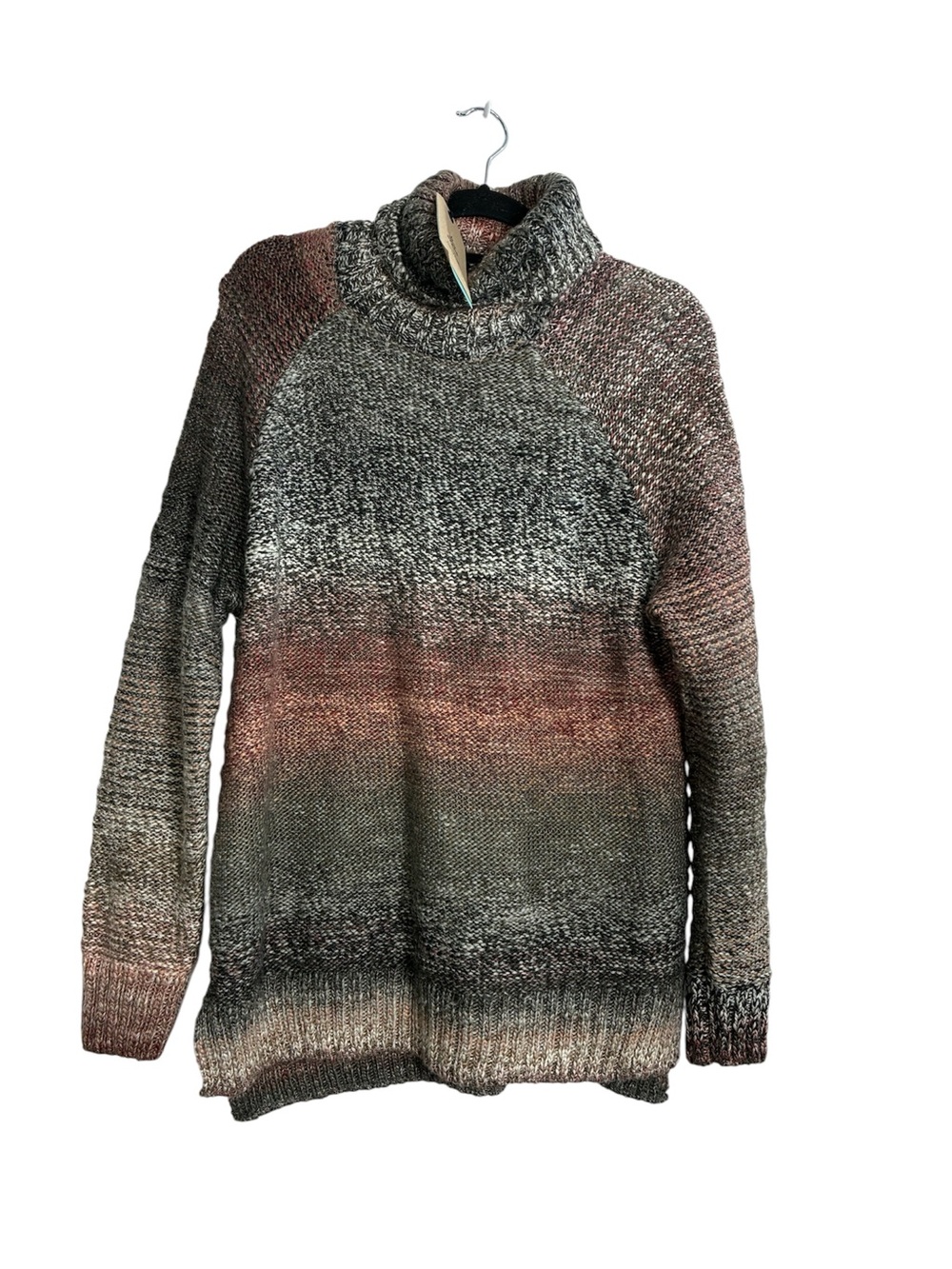 Prana Autumn Rain Turtleneck Tunic Sweater in Brown and Gray